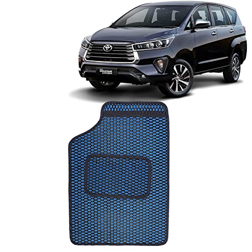 Image of Kingsway Dotted Design Car Floor Foot Mats Universal Fit for Toyota Innova Crysta, Model Year : 2021 Onwards, Water and Dustproof, Color Blue, Set of 5 Pieces