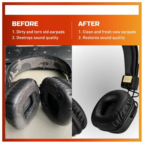 Image of Crysendo Headphone Cushion Fits Boat Rockerz 600 Bluetooth On-Ear Headphone | Memory Ear Pads Replacement Cushion Cover | PU Leather & Memory Foam Earpads (Black)