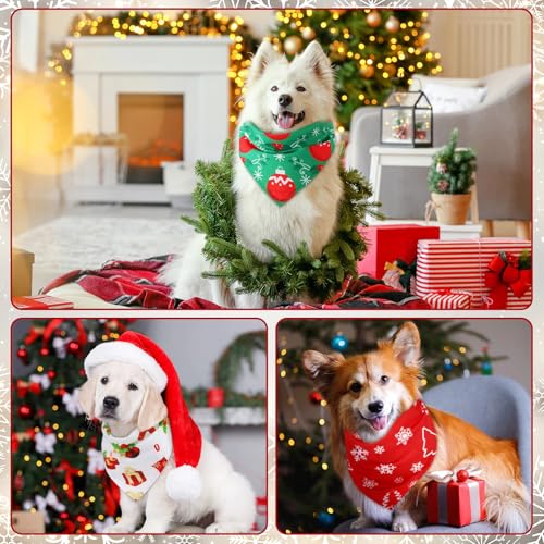 Image of Abbylike 50 Pcs Christmas Dog Bandanas Bulk, Snowman Santa Snowflake