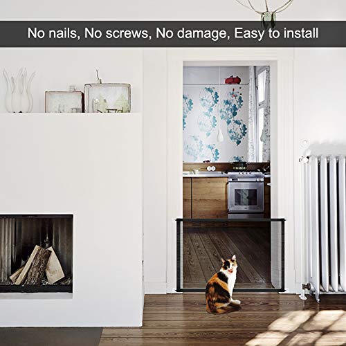 fagle magic gate for dogs stretchy pet barrier mesh folding baby safety fence