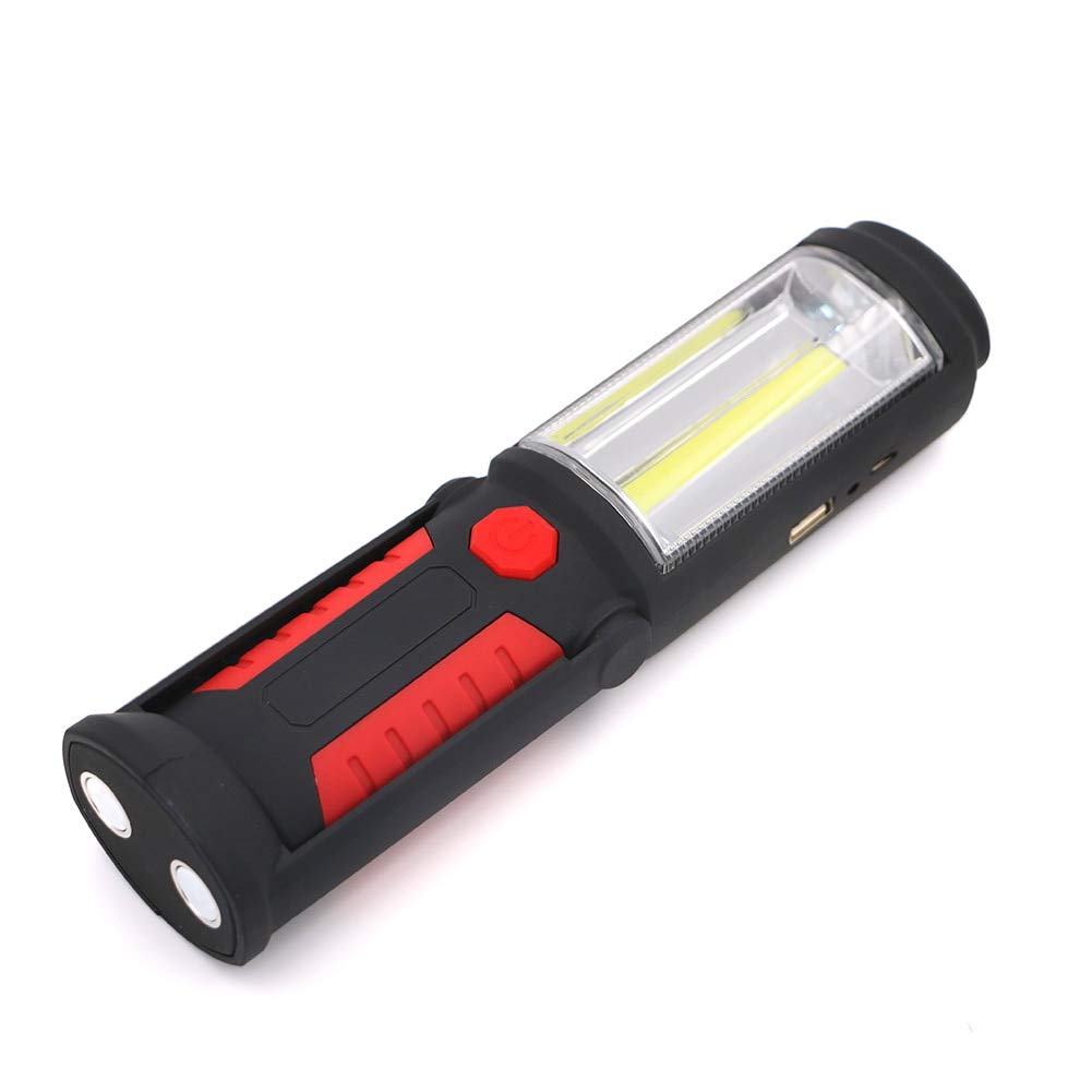 BAJIE Flashlight Usb Rechargeable Cob Led Flashlight Cob Light Strip +1Led Torch Work Hand Lamp Lantern Magnetic Waterproof Emergency Led Light China Red