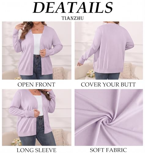 Image of TIANZHU Plus Size Cardigan for Women Button Open Front Long Sleeve V Neck Comfy Lightweight Sweaters XL-4XL