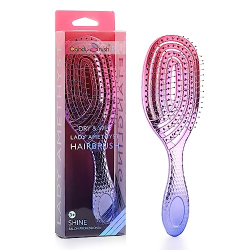 CANDYBRUSH Detangling Wet Hair Brush for Blow Drying for Women Straight/Wavy/Fine Hair Ergo Soft Bristles Anti Static Travel Durable - Salon Grade Luxury Packaging Gradient Pink-Purple