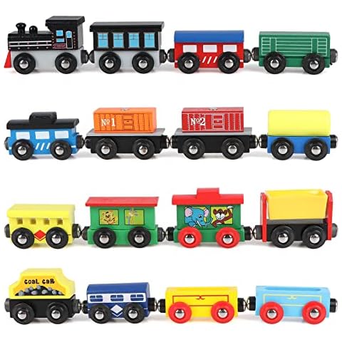 KABENFIS 16 PCS Wooden Train Set Magnetic Train Set for Girls and Boys Cover