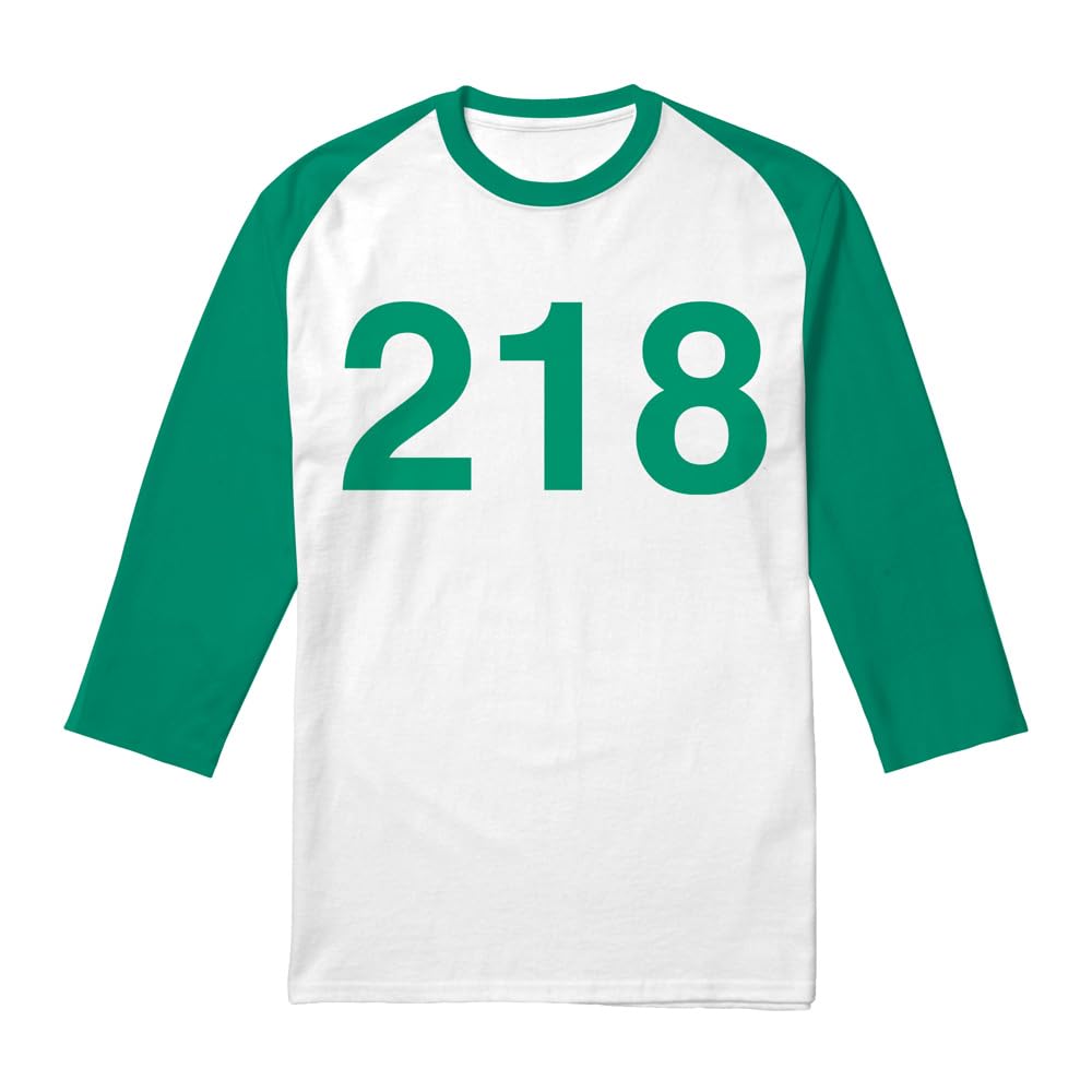 Squid Game Men's Player 218 3 4 Baseball T-Shirt White -  - M