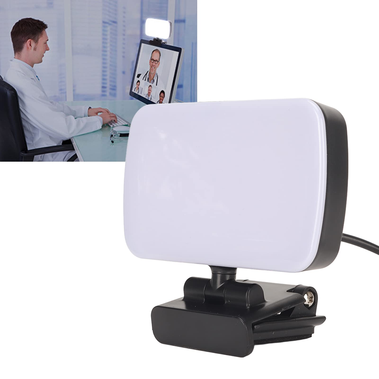 Luce per webcam Mini luce video 3 colori chiari 10 modalità di attenuazione Luce video LED girevole flessibile alimentata tramite USB per videoconferenza Videochiamata