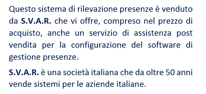 RILEVATORE PRESENZE MARCATEMPO CON 25 TESSERE, L'UNICO CON CORSO ISTRUZIONE SOFTWARE IN TELEASSISTENZA PER 4 MESI, WEBSERVER, IMPRONTA DIGITALE+RFID+SOFTWARE IN ITALIANO. VENDUTO DA DITTA ITALIANA