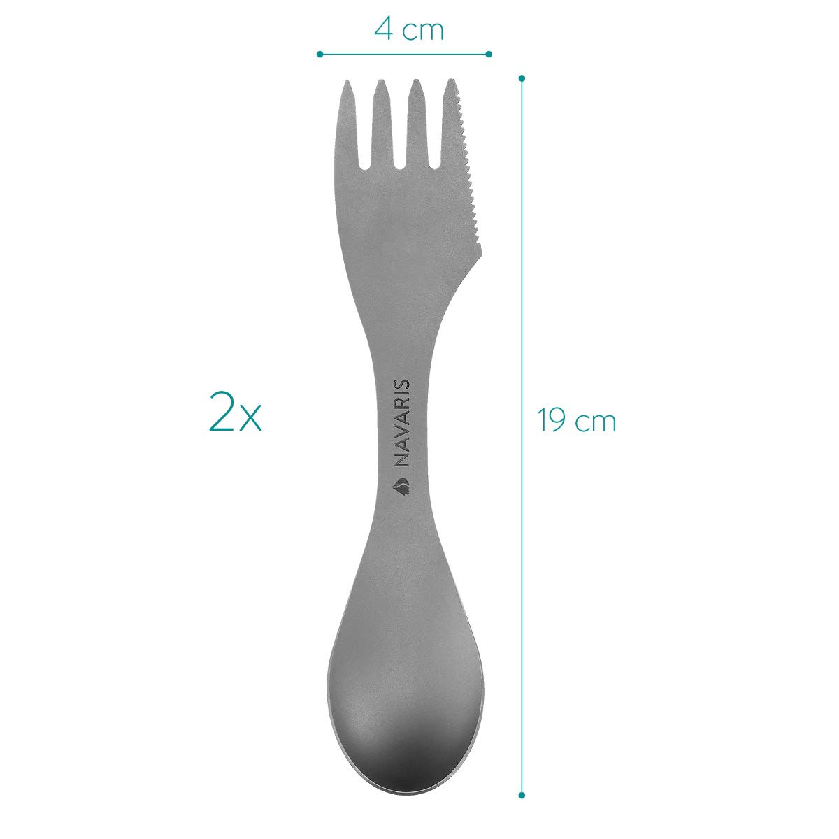 Posate Da Campeggio In Titanio - Set 2 Spork Ultraleggeri, 3 In 1