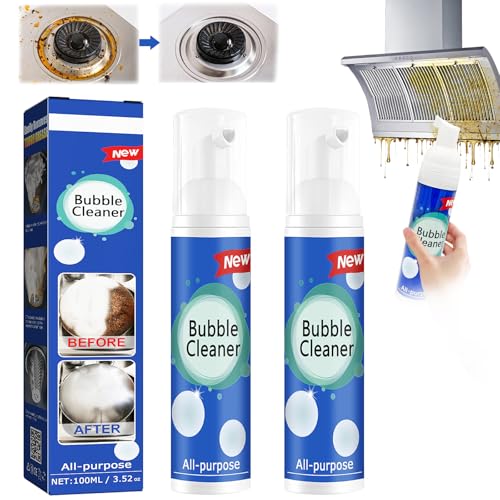 2PCS Limpiador de Burbujas Multiusos,Limpiador de Espuma Sin Enjuague para Cocina,Potente Limpiador de Espuma,Limpiador De Manchas De Aceite Pesado Espumoso,Aerosol De Limpieza De Enjuague Multiusos
