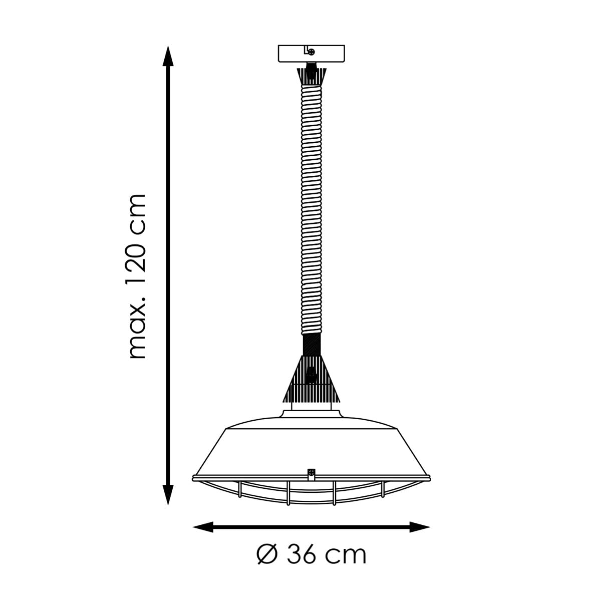 Home Sweet Home Industriale Lampadario Dex | 36/36/120cm | Calcestruzzo | Lampadario a sospensione in corda | E27 | Lampada a sospensione adatta per soggiorno