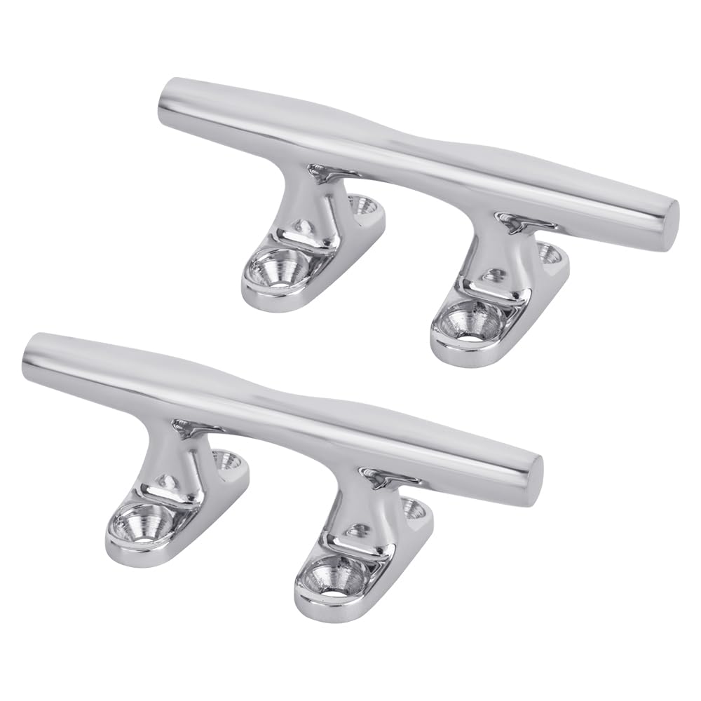 White Water 53040CZ-2PK 4-Inch Herreshoff Boat Cleat – Chrome-Plated Zamak Open Base Cleat for Light-Duty Tie-Downs, Crafts & Décor – Clean Finish, Easy Install for Home or Boat Use, 2-Pack