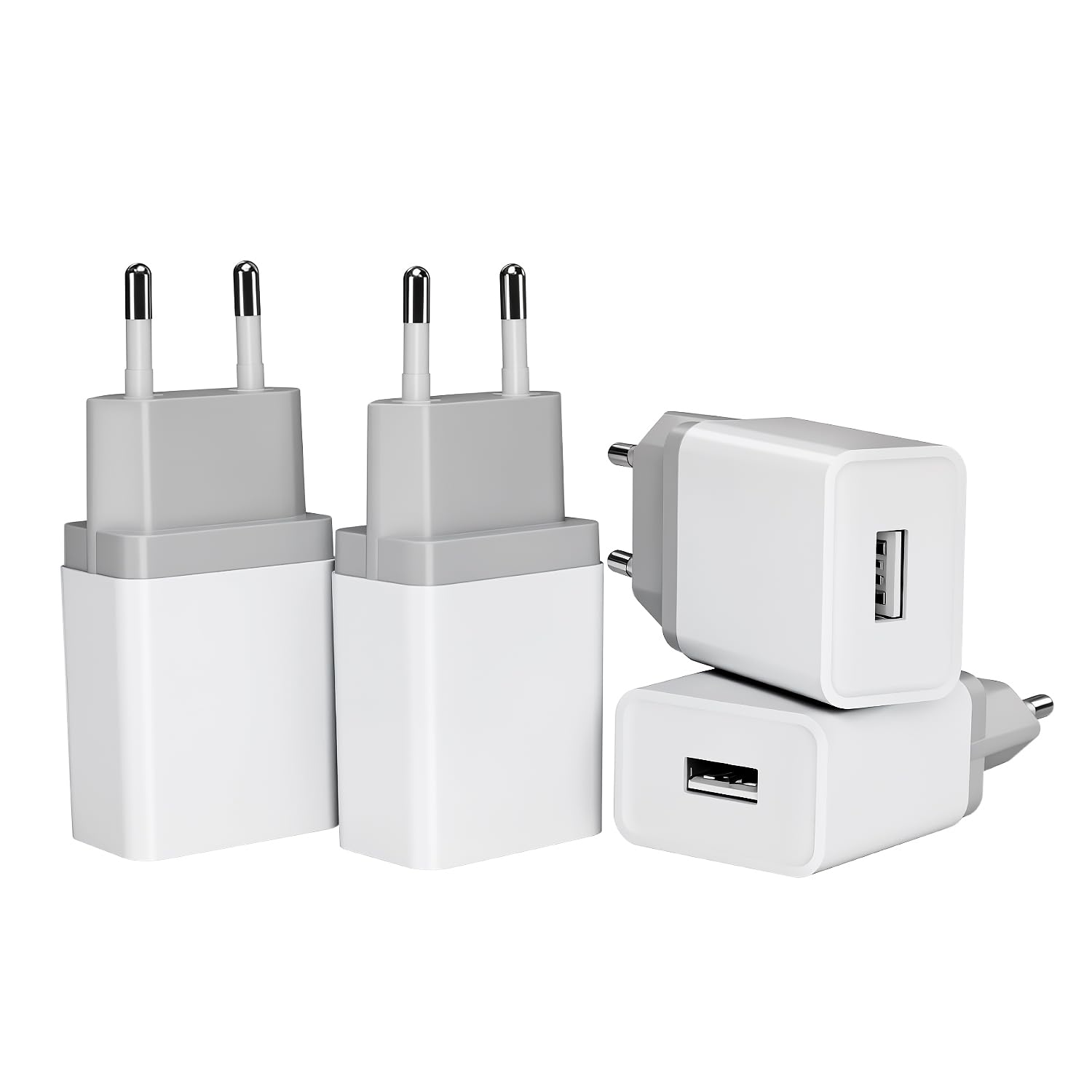 Confezione da 4 caricatori USB 2,4A/5V Caricabatterie USB Presa USB Alimentatore USB Caricatore USB Adattatore USB Spina USB Universale compatibile con iPhone Samsung Xiaomi Carica Batterie Cellulare