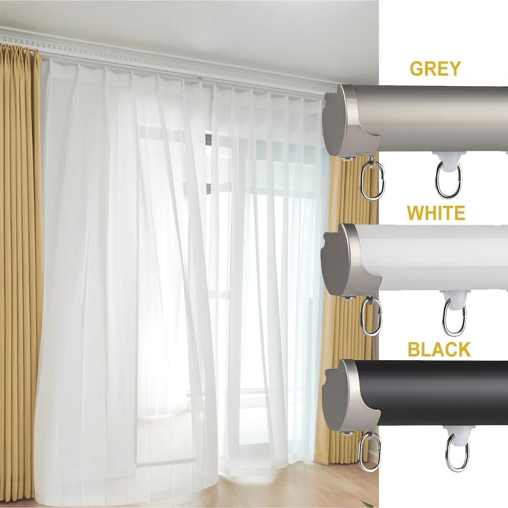 QIQVIV Tringle à rideau anti-lumière et fuite de 16 m pour plafond ou mur, support caché, tringle à rideau de séparation de pièce, 250 cm (2 x 125 cm)