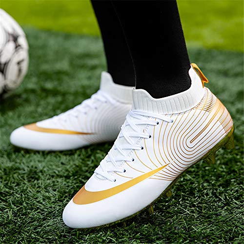 Kids' Voetbalschoenen, Lichtgewicht Football Training Schoenen AG Kind Volwassen Outdoor Voetbalschoenen Ademende Soccer Sneakers,White,35EU - Image 5