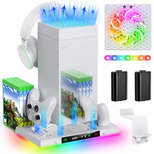 Auto Cooling Fan Charge Stand Accessories for Xbox Series X Console (White)