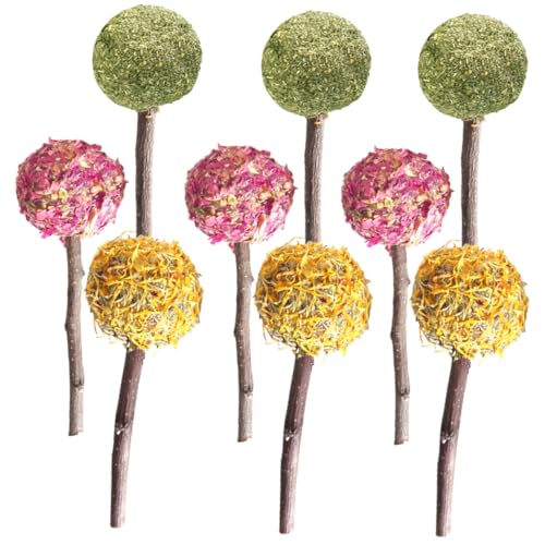 BUGUUYO 9個小動物用天然噛むおもちゃ ウサギ ハムスター モルモット用 歯磨き機能付きペット玩具 チンチラやげっ歯類にも