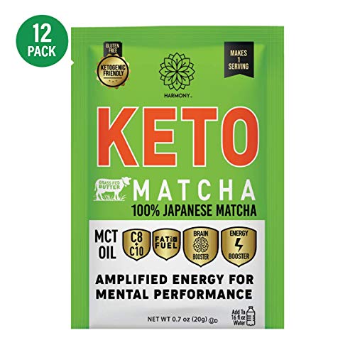 Harmony, Keto Matcha, Pure Japanese Matcha To Amplify Energy And Mental Performance, Instant Drink Mix Packet, 68Mg Of Caffeine Per Serving, 12 Packets #TOP3