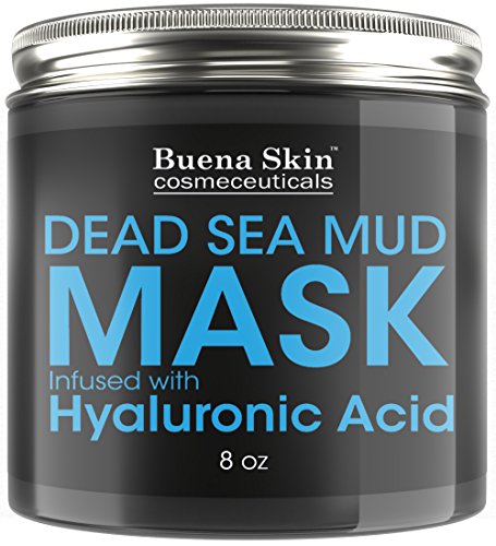 Dead Sea Mud Mask Infused With Hyaluronic Acid, 8oz — Exfoliate, Cleanse And Detoxify Your Skin | Reduces Pores, Breakouts and Wrinkles | Repairs Signs of Aging Naturally by Buena Skin