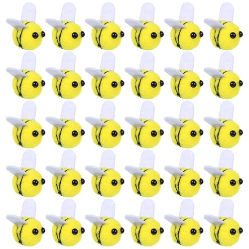 30 Stück Mini-Bienen aus Wollfilz, niedliche Bienenformen aus Filz für Bastelarbeiten, Plüschdekoration für Kleidung, Hüte, Geschenk, Babyparty, Gender Reveal