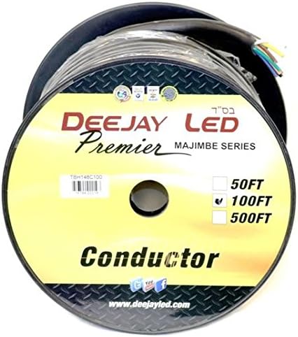 DEEJAY LED TBH148C100 High Performance 100 Feet of Four Conductor 14 Gauge Cable in Black Flexible Casing Cca Conductor Can Be Used for Speakers Or Other Electrical Applications