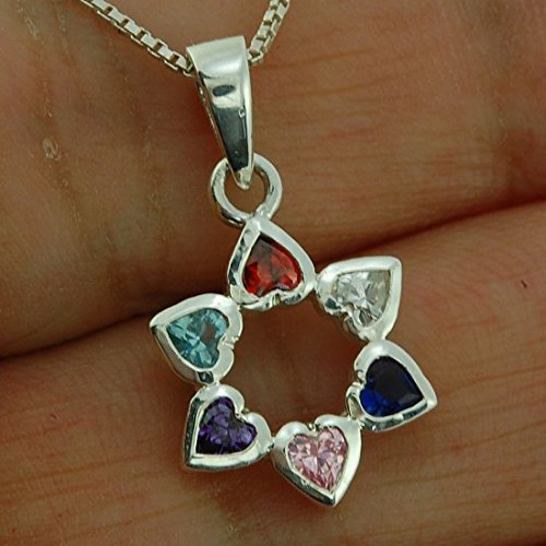 Stella di David ciondolo con cristalli multi colori Harts con catenina in argento 925