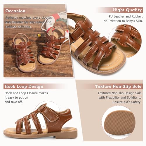 Image of Boys Girls Sandals Open Toe Breathable Princess Non-Slip Flats Summer Beach Lightweight Rubber Sole Sandals (Toddler /Little Kid)