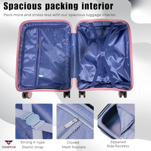 Image of 20-Inch Hard-Shell Luggage Suitcase | Lightweight 2.4 kg | 360 Spinner Wheels | 2-Way Zipper | Multi-Functional Lock | Business & Family Travel Trolley Bag (1, BPINK-20INCH)