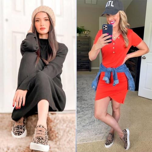 JENN ARDOR Women's Stylish Slip On Sneakers No Laces Elastic Low Top Canvas Sneakers Trendy Flats Comfortable Casual Walking Shoes3