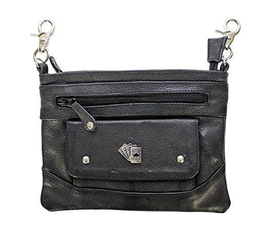Billys Biker Gear Womens Deck of Cards Leather Hip Bag Purse