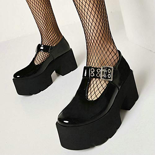MAVMAX Women's Goth T Strap Platform Mary Jane Gothic Lolita Cosplay Shoes Chunky High Heel Round Toe Pumps3