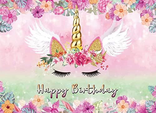 LTLYH 7x5FT Unicorn Birthday Party Decorations Backdrop Unicorn Birthday Decorations for Girls Unicorn Cake Table Banner Supplies Studio Props A054