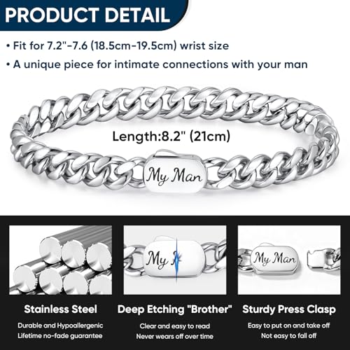 Pulsera de eslabones cubanos de acero inoxidable para hombre miniatura 4