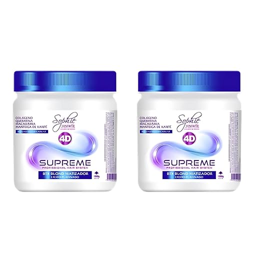 Botox Blond Matizador 4D, Kit 2 Potes de 1kg, com Colágeno, Queratina e Manteiga de Karité