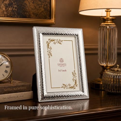 Image of Diviniti Decorative Metal Photo Frame for Tabletop & Wall Display | Elegant Silver Finish Picture Frame for Home Decor | Portrait & Landscape Photo Frame for Living Room, Bedroom, Office & Gifting