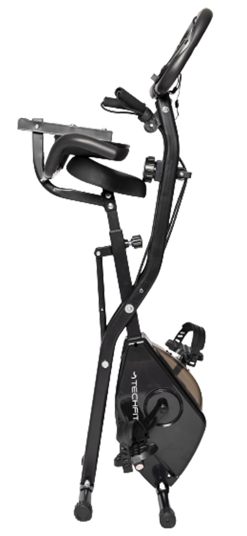 TechFit Cyclette XB300N pieghevole, fino a 120 kg | 8 livelli di resistenza, computer LCD, sella imbottita regolabile, porta-tablet e ruote di trasporto