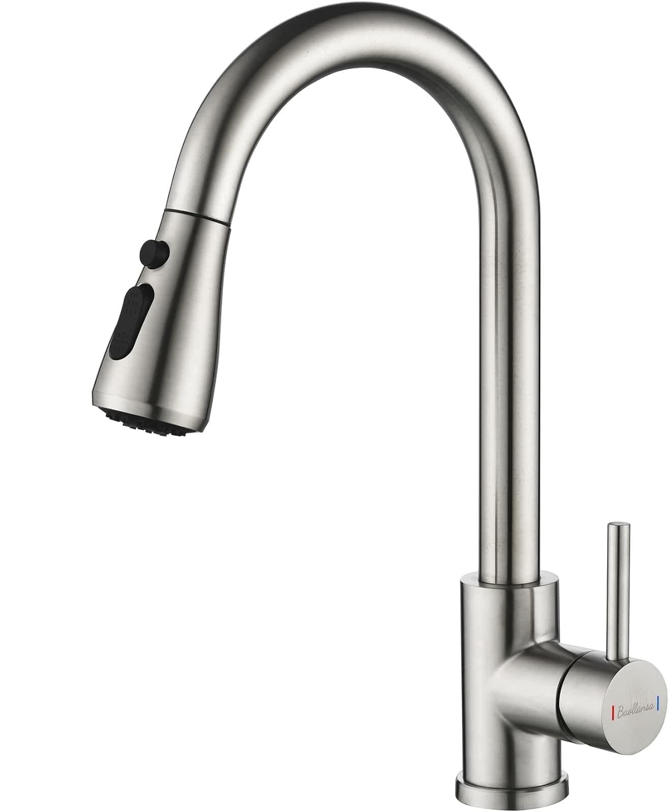 Rubinetto Lavello Cucina con Doccetta Estraibile,Rubinetto Cucina con 3 Modalità, Miscelatore Monocomando Lavello Girevole a 360°Rubinetti Lavelli Miscelatori Allungabile (spazzolato)