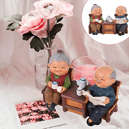 Figura pareja amorosa pareja ancianos decoración resina miniatura 3