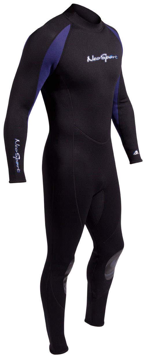 NeoSport Wetsuits Men's Premium Neoprene 7/5 mm Full Suit, Blue Trim, Small - Diving, Snorkeling & Wakeboarding