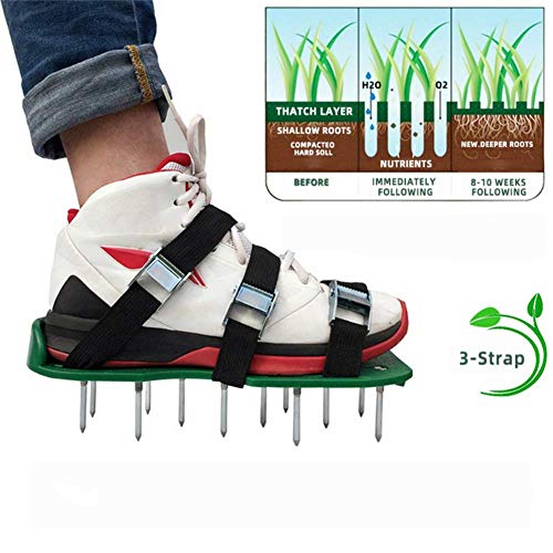 AUZZO HOME Garden Lawn Aerator Shoes with 26 Spikes And 3 Adjustable Aluminium Alloy Buckles to Allow Your Grass to Breathe for Aerating Your Lawn Or Yard