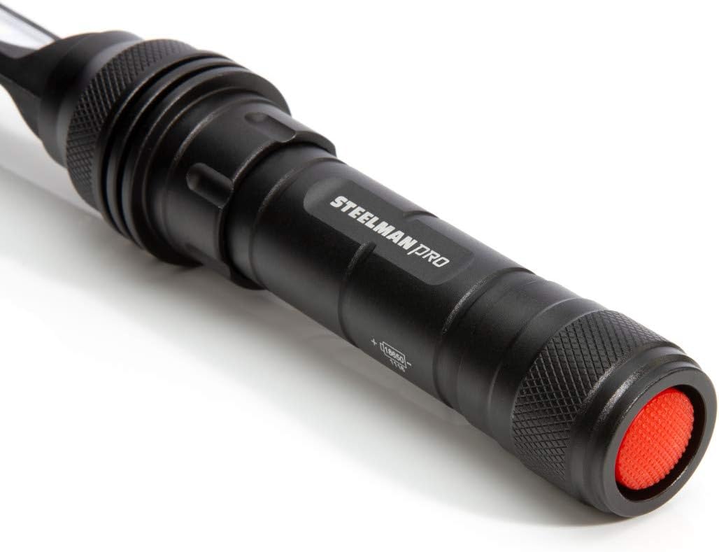 Steelman Pro Slim-Lite LED Rechargeable Work and Auto Inspection Light, ¼ Inch Thick, Durable Casing/High-Impact Lense Cover, 400 lumen/130 lumen/Emergency Strobe Light Settings