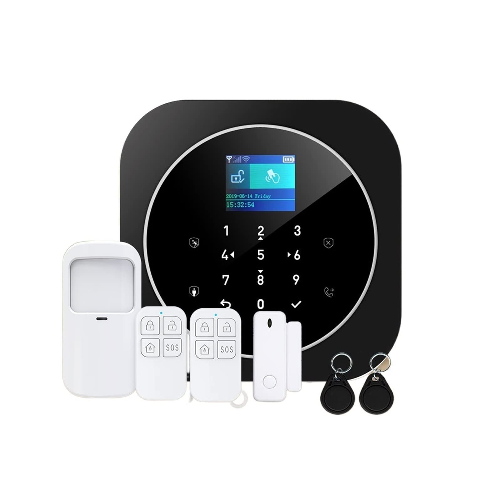Alarmy domowe, G12 Tuya Wi -Fi GSM bezprzewodowy system ochrony zabezpieczeń Kontrola aplikacji Smarthome Safety Alarm Zestaw alarmowy(N)