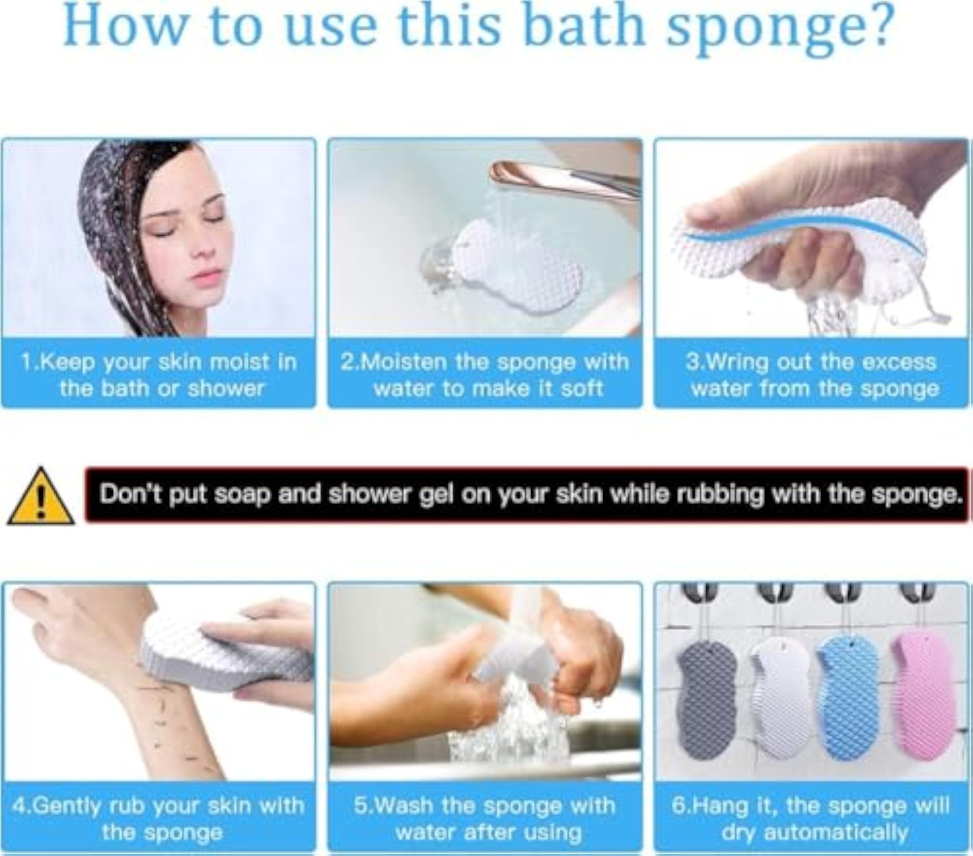 Baby Bath Sponge, Ultra Soft Body Scrubber for Kids