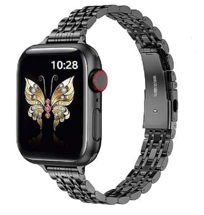 Image of Slim Metal Band Compatible with Apple Watch Straps 42mm [Series 10] 41mm 40mm 38mm, Stainless Steel Chain Strap for Women iWatch Straps Series 9 8 7 6 5 4 3 2 1 SE [WATCH NOT INCLUDED]