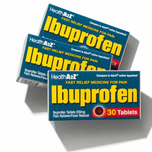 Image of HealthA2Z Ibuprofen 200mg, NSAID, Pain Reliever, 90 Tablets (Pack of 3, 30 Tablets Each)