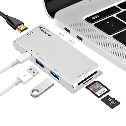 Best Promo USB Type C Hub to HDMI Adapter, YIHUNION Multi Port USB-C Hub for MacBook Pro 13 15 Inch 2016/2017 , 4K HDMI Output, Type C Power Delivery, Micro SD/TF Card Reader, 2 USB 3.0 Ports Best Quality 🔥 USB Type C Hub to HDMI Adapter, YIHUNION Multi Port USB-C Hub for MacBook Pro 13 15 Inch 2016/2017 , 4K HDMI Output, Type C Power Delivery, Micro SD/TF Card Reader, 2 USB 3.0 Ports