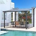 U-MAX 10' x 10' Outdoor Gazebo Pergola on Clearance, Lean to Wall-Mounted Metal Awnings Pergolas and Gazebos for Patio, Panel Roof Gazebos on Clearance for Outdoor Use