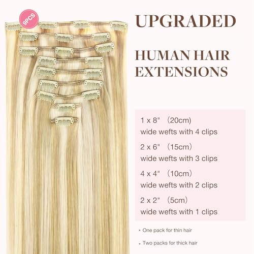 Image of GOO GOO Clip in Hair Extensions Real Human Hair Blonde Remy Extensions