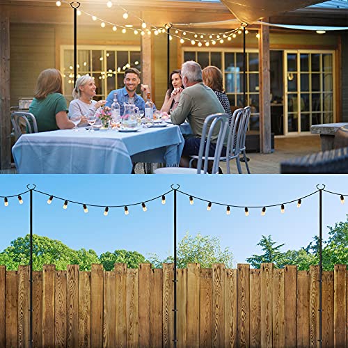 MARVOWARE 3 Functions String Light Poles for Outdoors, Metal Poles with Hooks,Light Poles for Outside House Garden Patio Wedding Cafe Party (2 Pcs) - Image 4
