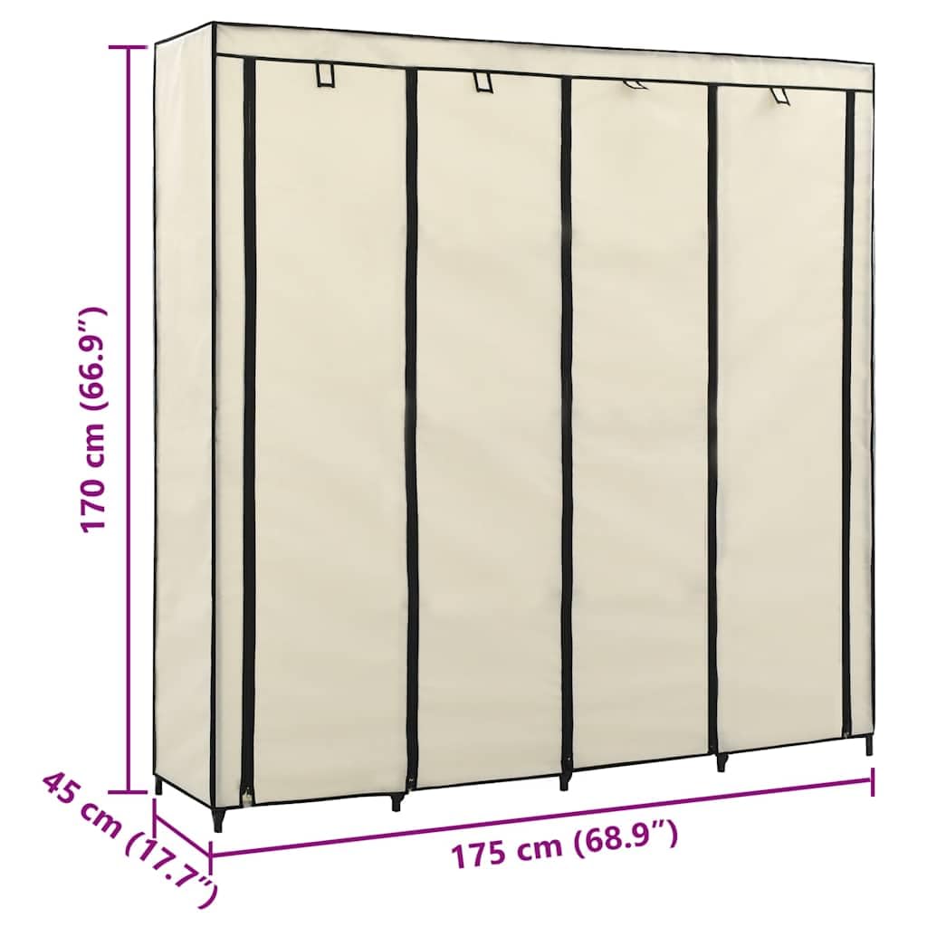 vidaXL Garde-Robe avec 4 Compartiments Crème 175x45x170 cm