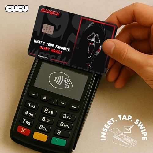 Helloween Ghost Face Credit Card Skin Debit Card Stickers for Key, Debit, Credit, Bank Card 4PCS Card Skin for Adults.4